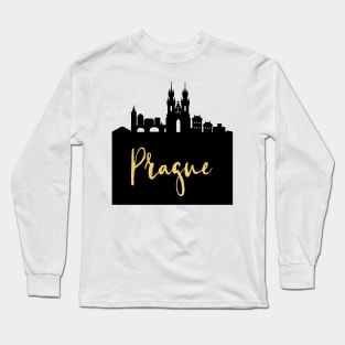 PRAGUE CZECH REPUBLIC DESIGNER SILHOUETTE SKYLINE ART Long Sleeve T-Shirt